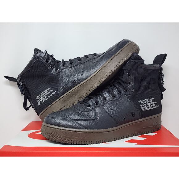 Nike SF Air Force 1 Mid BLACK 917753-002 Size 10 WORN - Picture 1 of 8